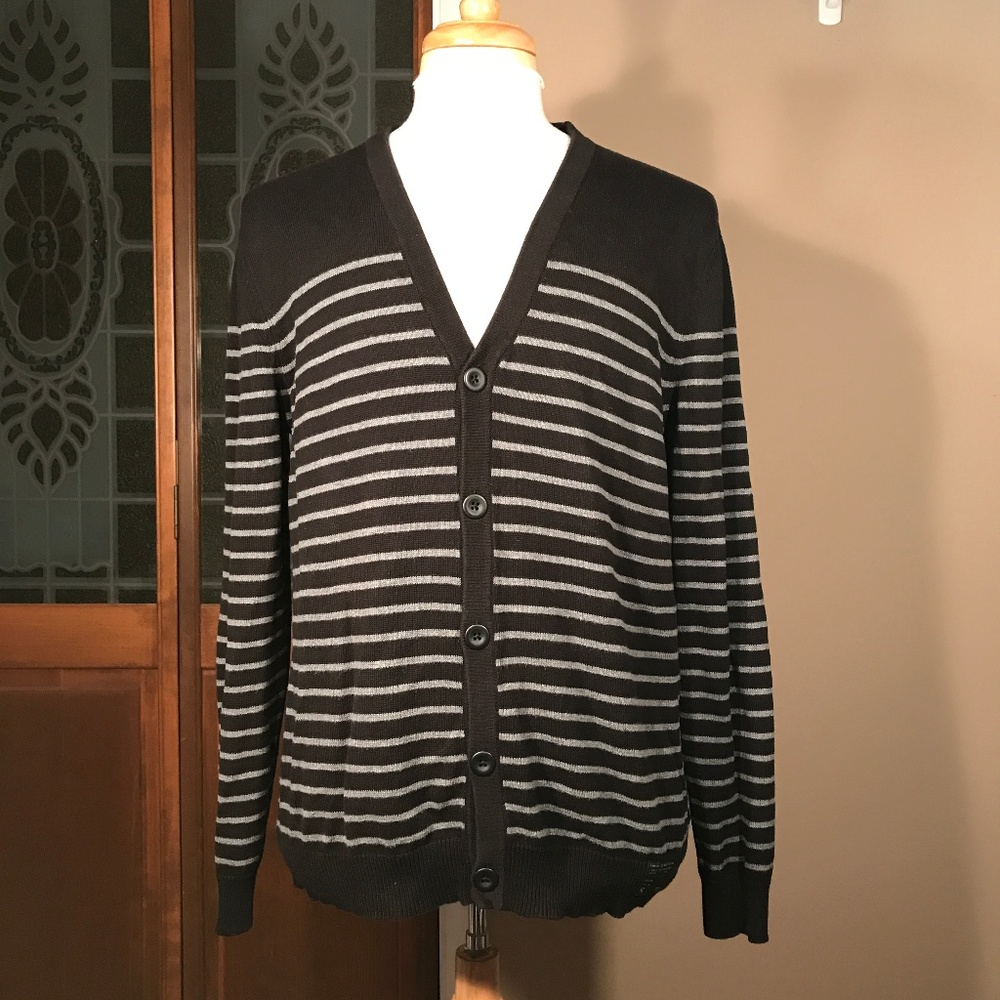 Express Striped V-Neck Cardigan